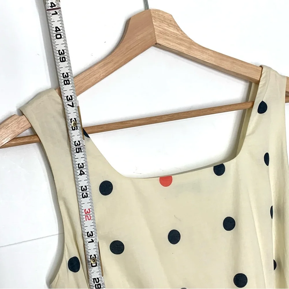 Garnet Hill A-Line Polka Dot Sleeveless Dress w/Tie Belt in Cream Size 6 - Picture 12 of 13
